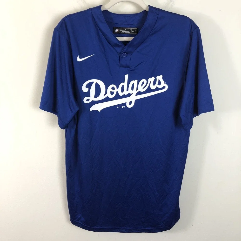 Nike MLB Los Angeles Dodgers Pullover #9 Baseball Jersey Men's Sz M Blue White